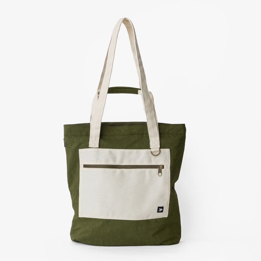 Stylish Green and Cream Tote Bag